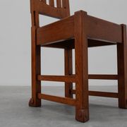 Set of 4 Early Art Deco Oak & Wicker Dining Chairs, Belgium, 1915