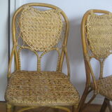 Pair of natural rattan and woven wicker chairs