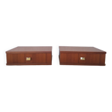 Pair of hanging teak bedside tables