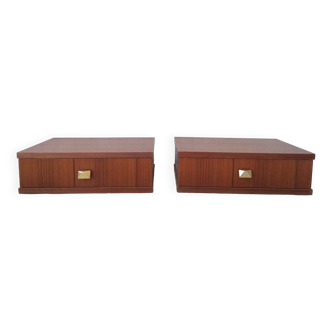 Pair of hanging teak bedside tables
