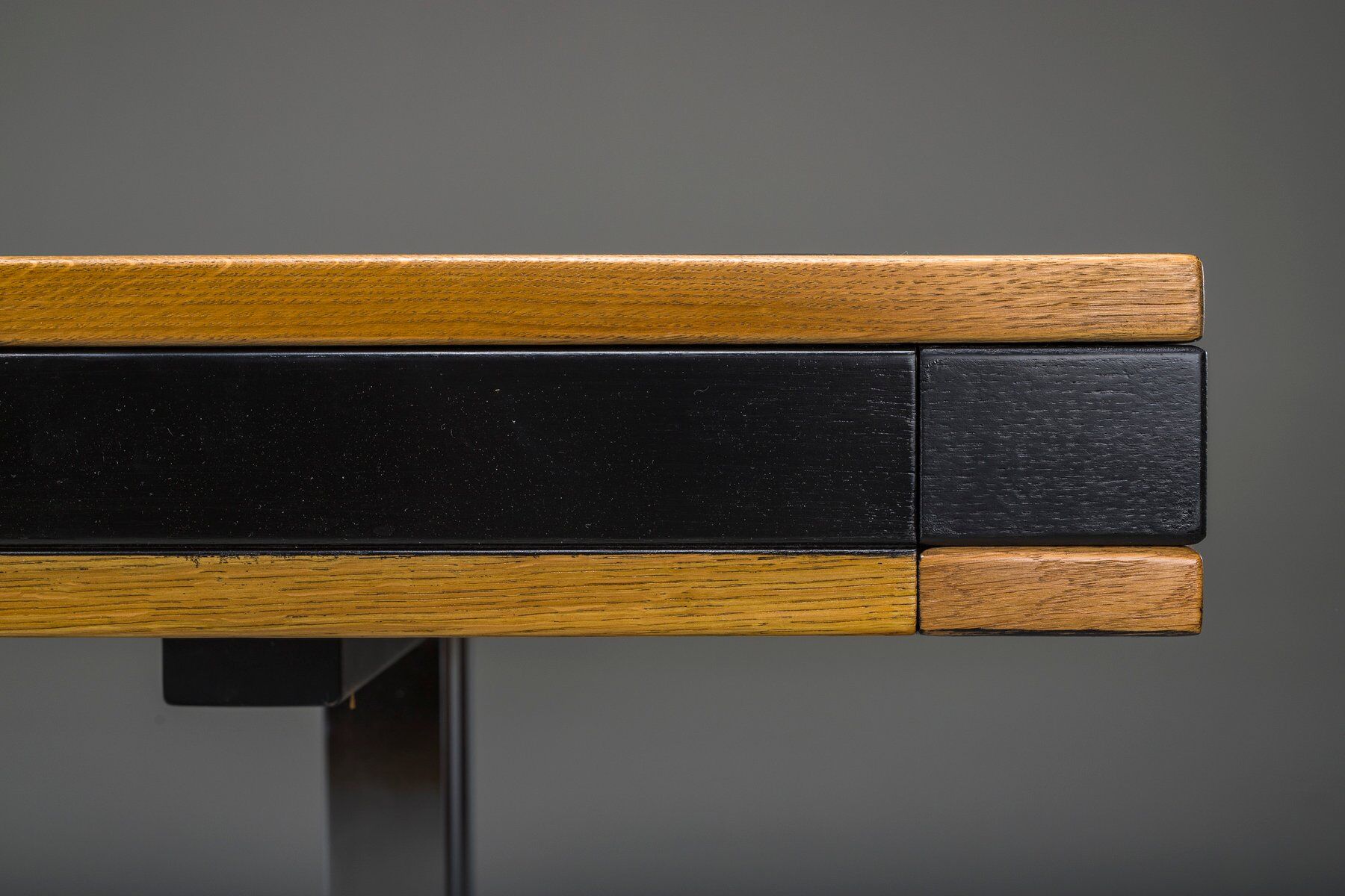 Mid-century modern oak and chrome desk with leather top, 1980s