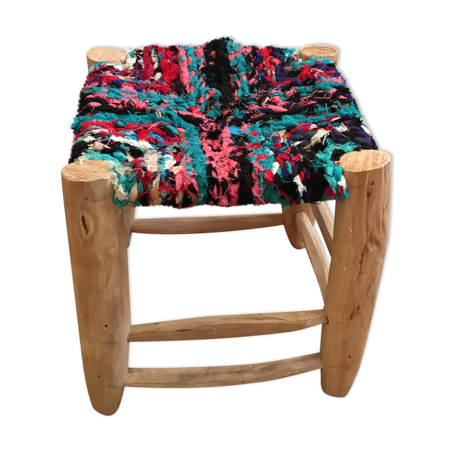 Stool Moroccan boucherouite colored