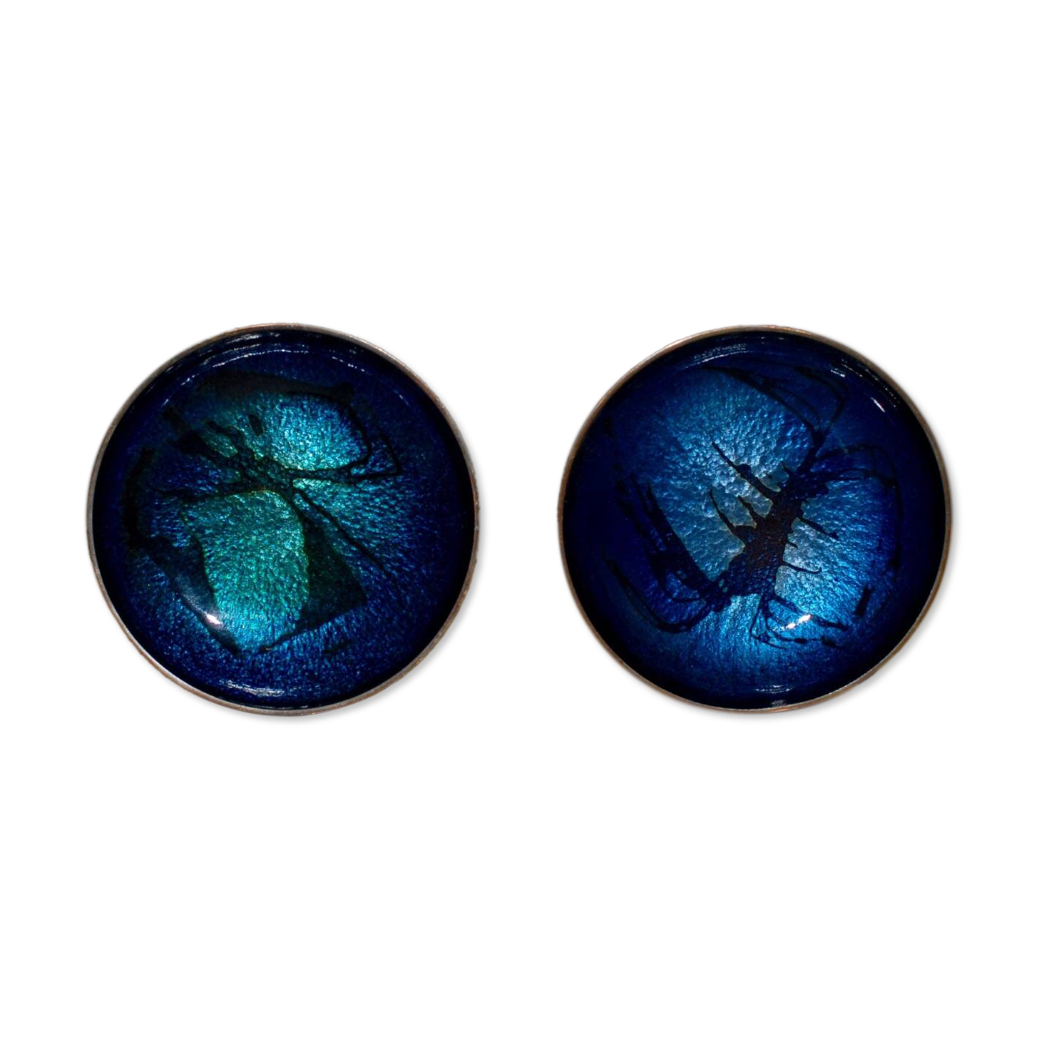 Pair of Scandinavian enamelled copper bowls, Norway, circa 1960.