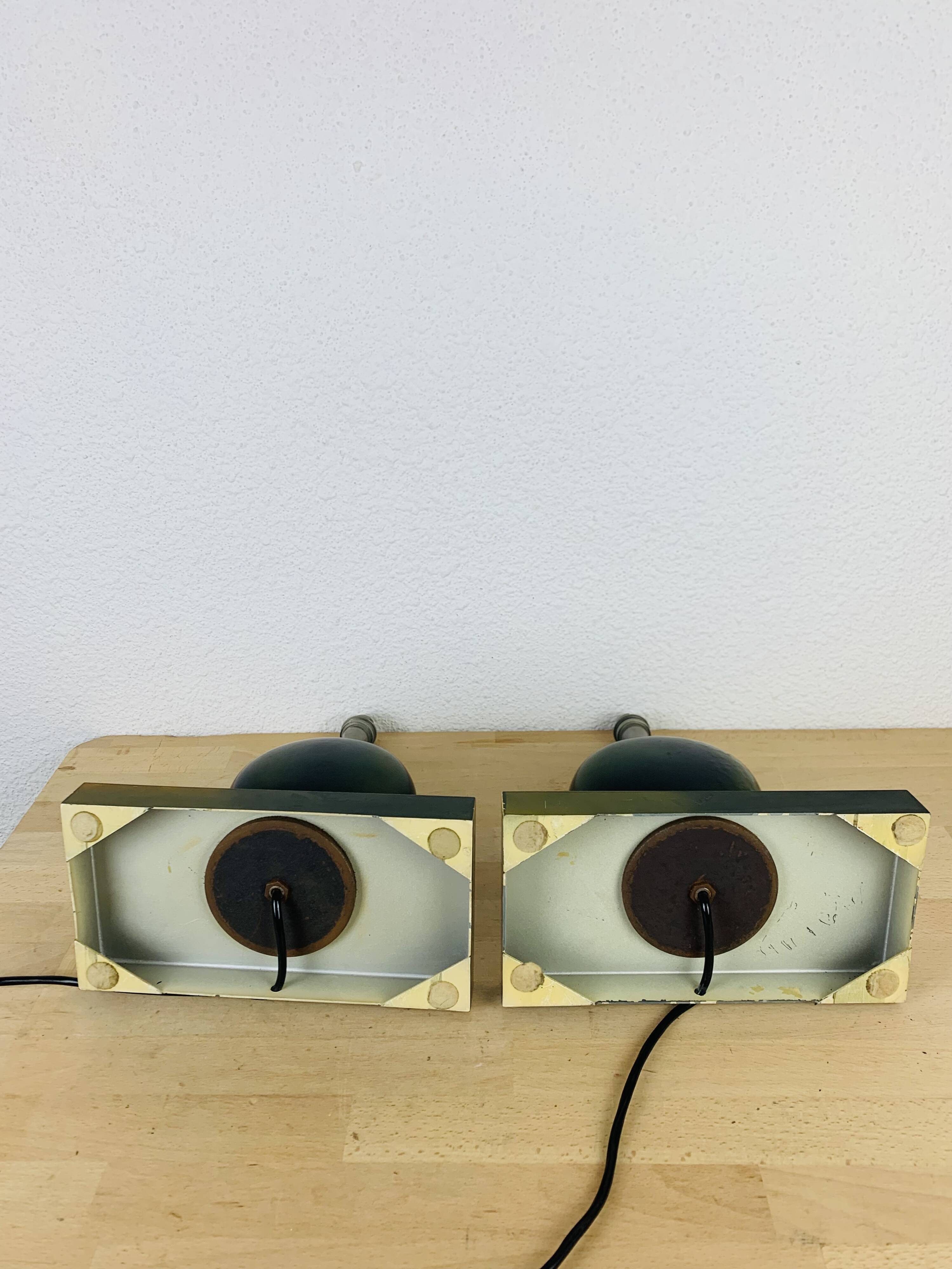 Paire de lampes Philippe Barbier années 70, vert