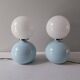 Italian ceramic table lamps with opaline glass shades.