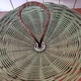Basket - vintage wicker tripod fruit bowl with handle