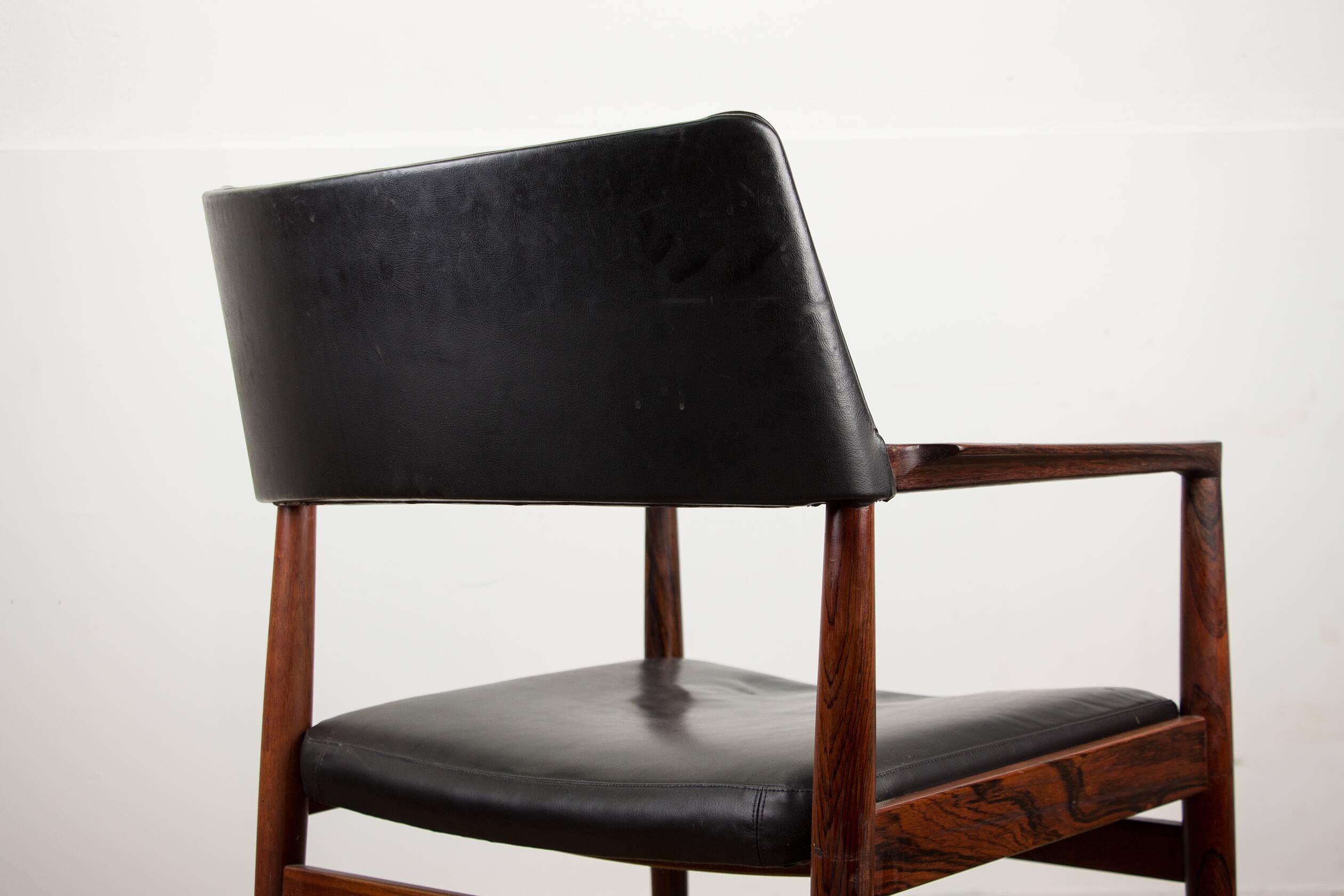 Danish Rosewood and Leather Office Chair by Erik Worts 1960.
