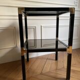 Pair of vintage metal and smoked glass side tables