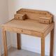 Art Deco oak desk, stripped finish, console size, 3 drawers.