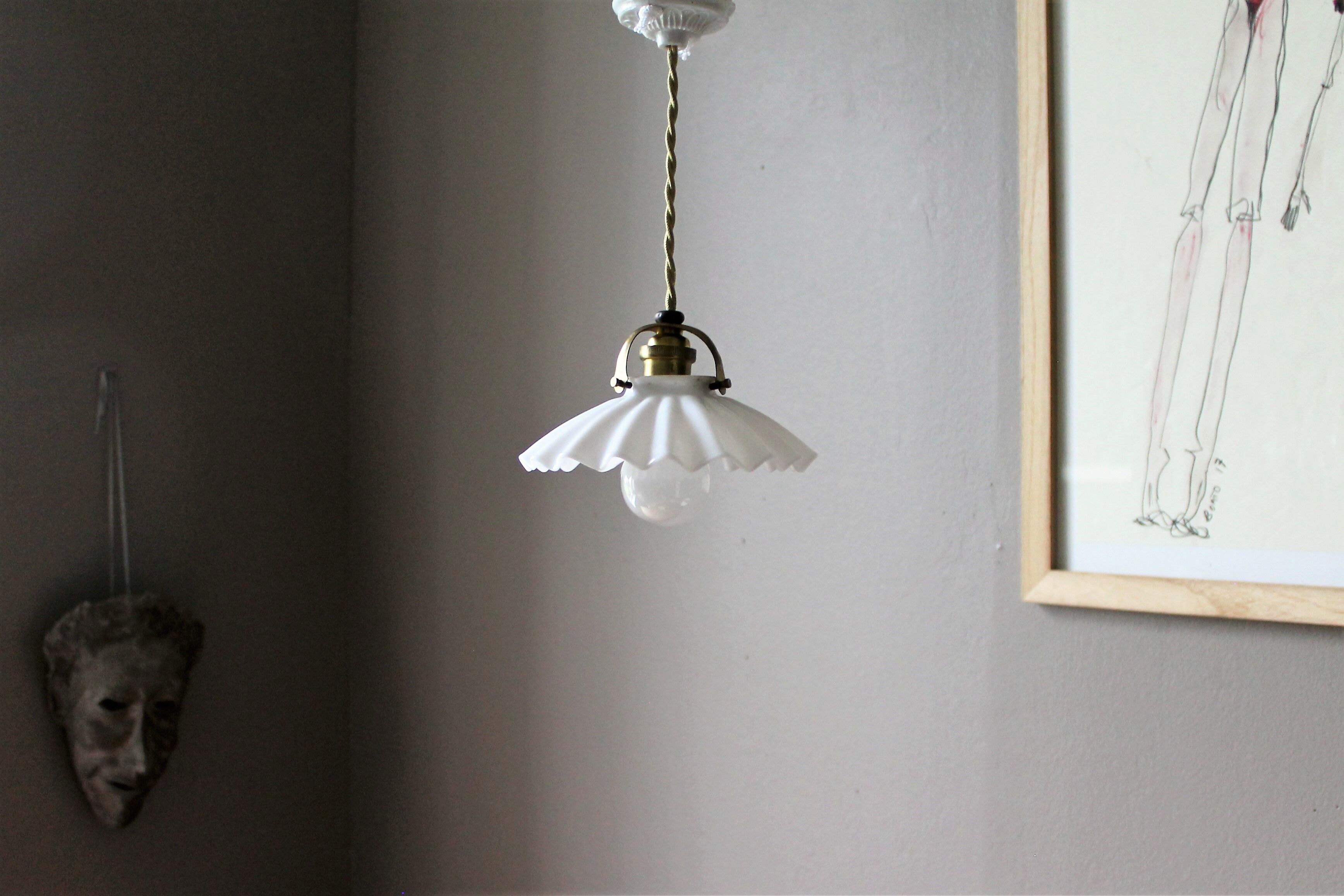 Vintage pendant lamp in opaline