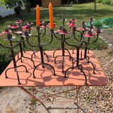 1 set of 10 candle holders 3 branches in wrought iron