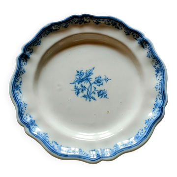 Large white and blue Marseille earthenware plate