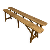 Pair of solid wood farm benches