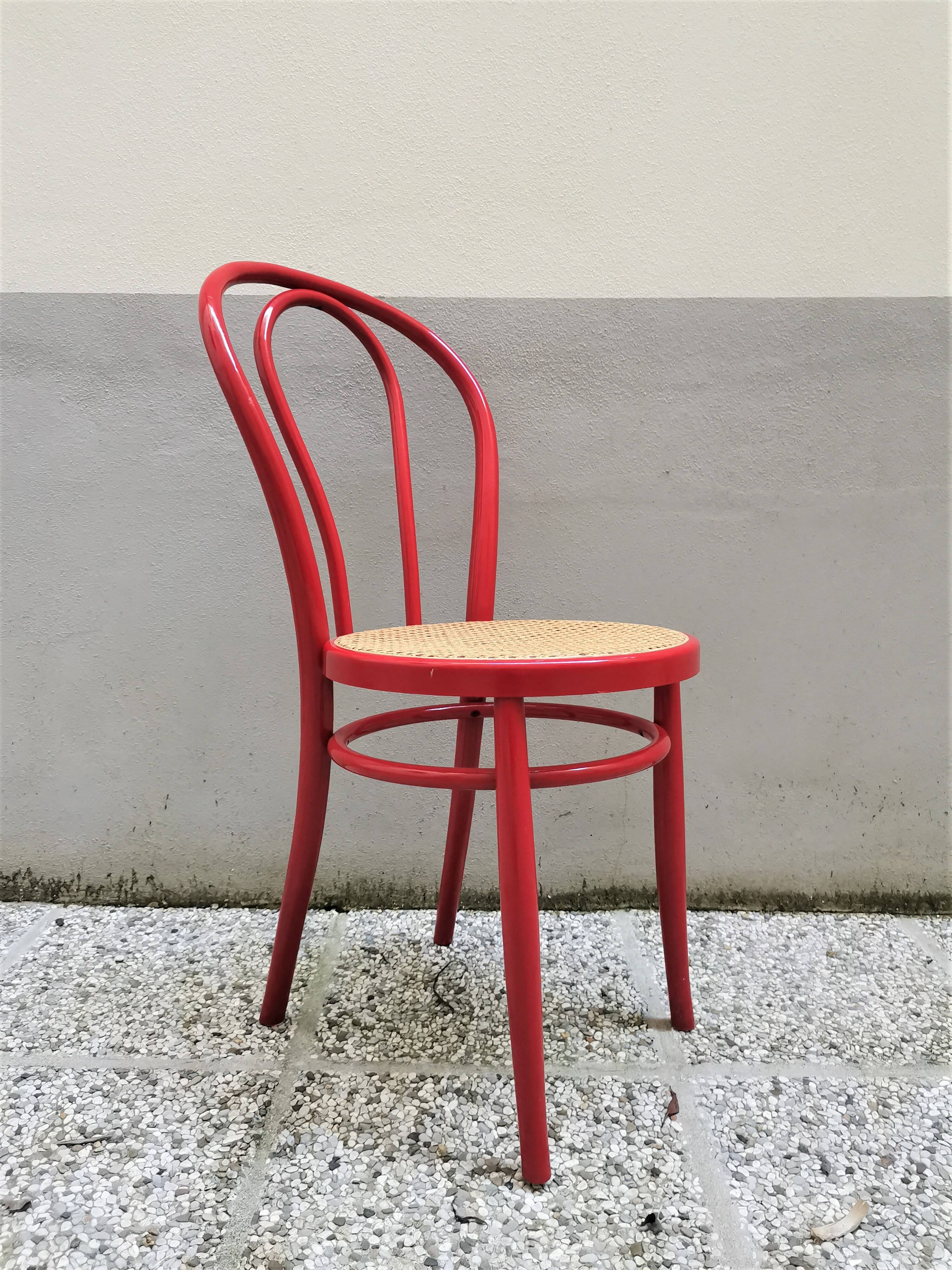 Chaise de salle à manger rouge, années 1980