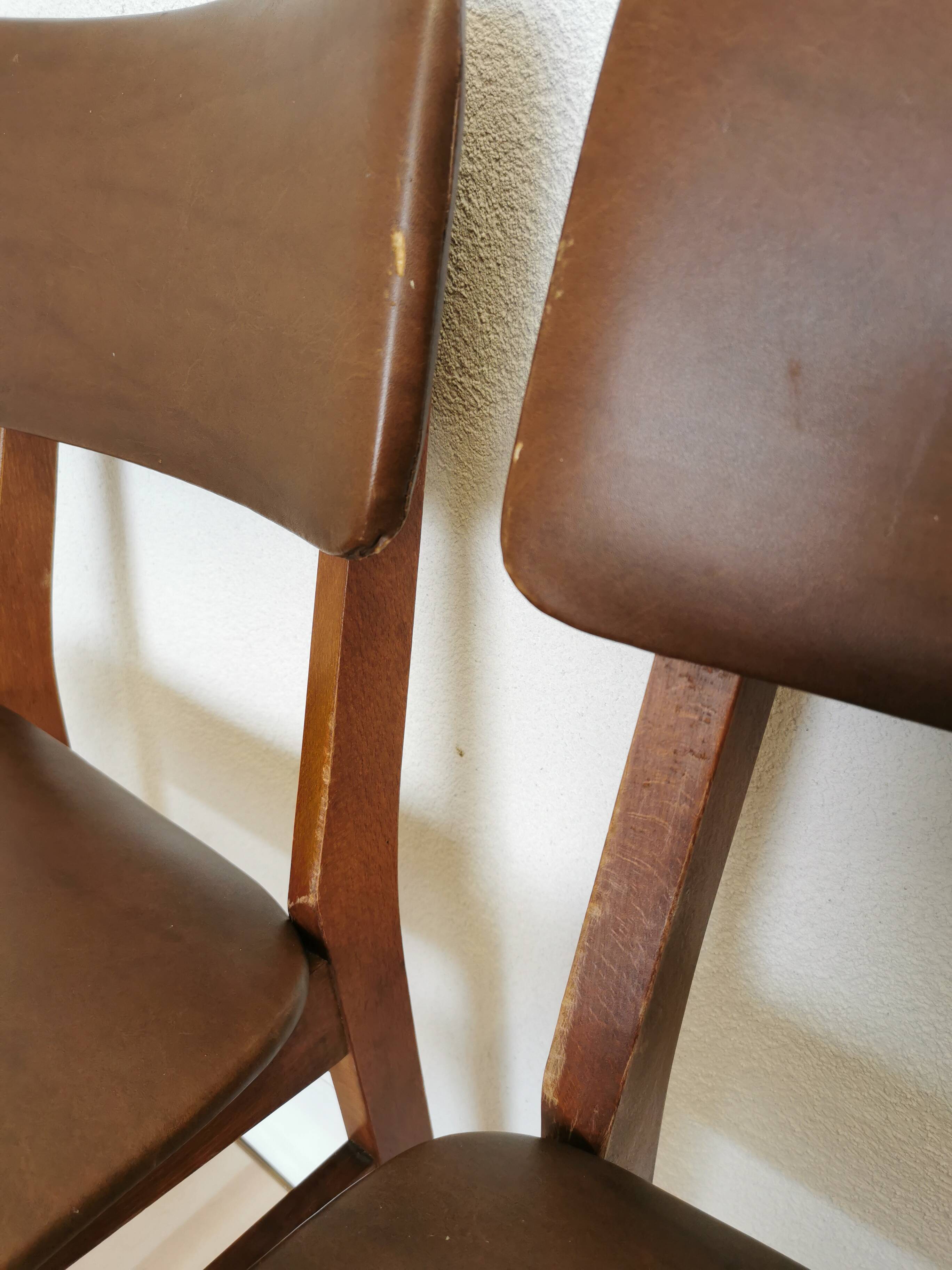 Vintage STOL Kamnik Dining Chairs (Set of 4): Mid-Century Leather Seat