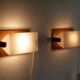 Pair of Scandinavian wall lamps in teak and acrylic 1970
