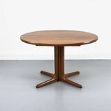 Danish Round Teak Dining Table with Extension from S Møbelfabrik, 1970s