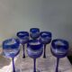 6 colored and engraved glass stemmed glasses