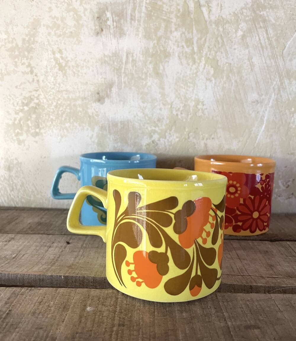 Set of 3 Mugs Staffordshire Potteries Ltd. - Vintage 70s style