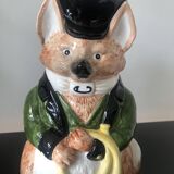 Ceramic jug representing a fox in hunting attire date 1986