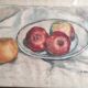 Nature morte française vintage à l'aquarelle, signée Asquiedge