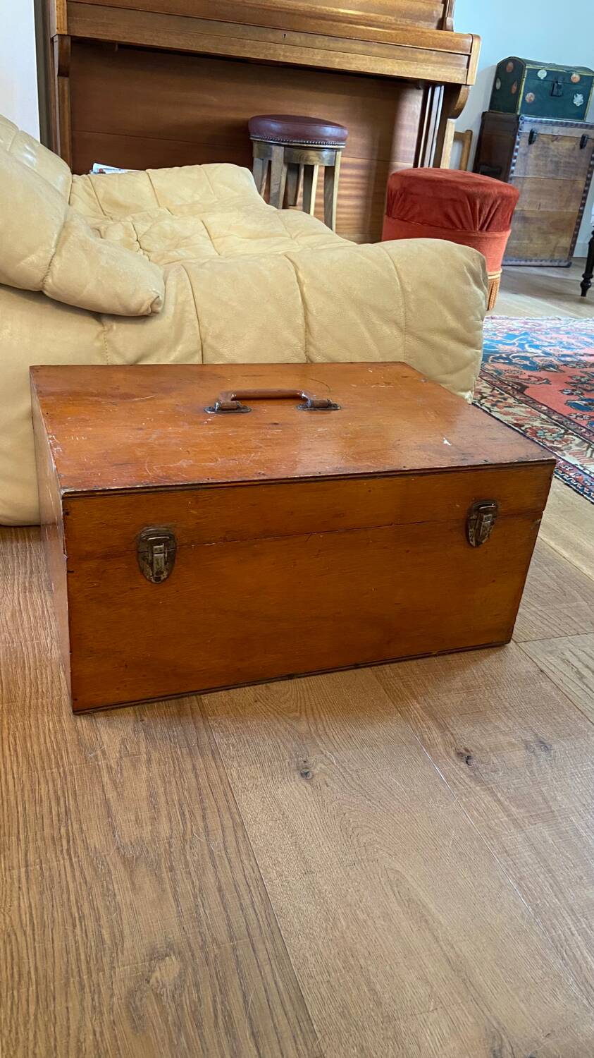 Vintage wooden toolbox chest