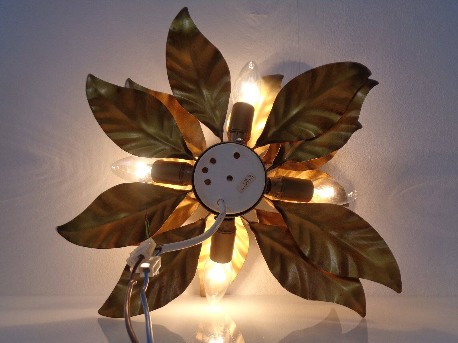 Golden Flower Shape Flushmounts by Hans Kögl, 1970s, Set of 2