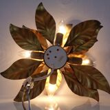 Golden Flower Shape Flushmounts by Hans Kögl, 1970s, Set of 2