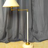 Lampadaire articulé liseuse design 1950 en métal et laiton