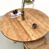 Round pine table "Les Arcs - 1970"