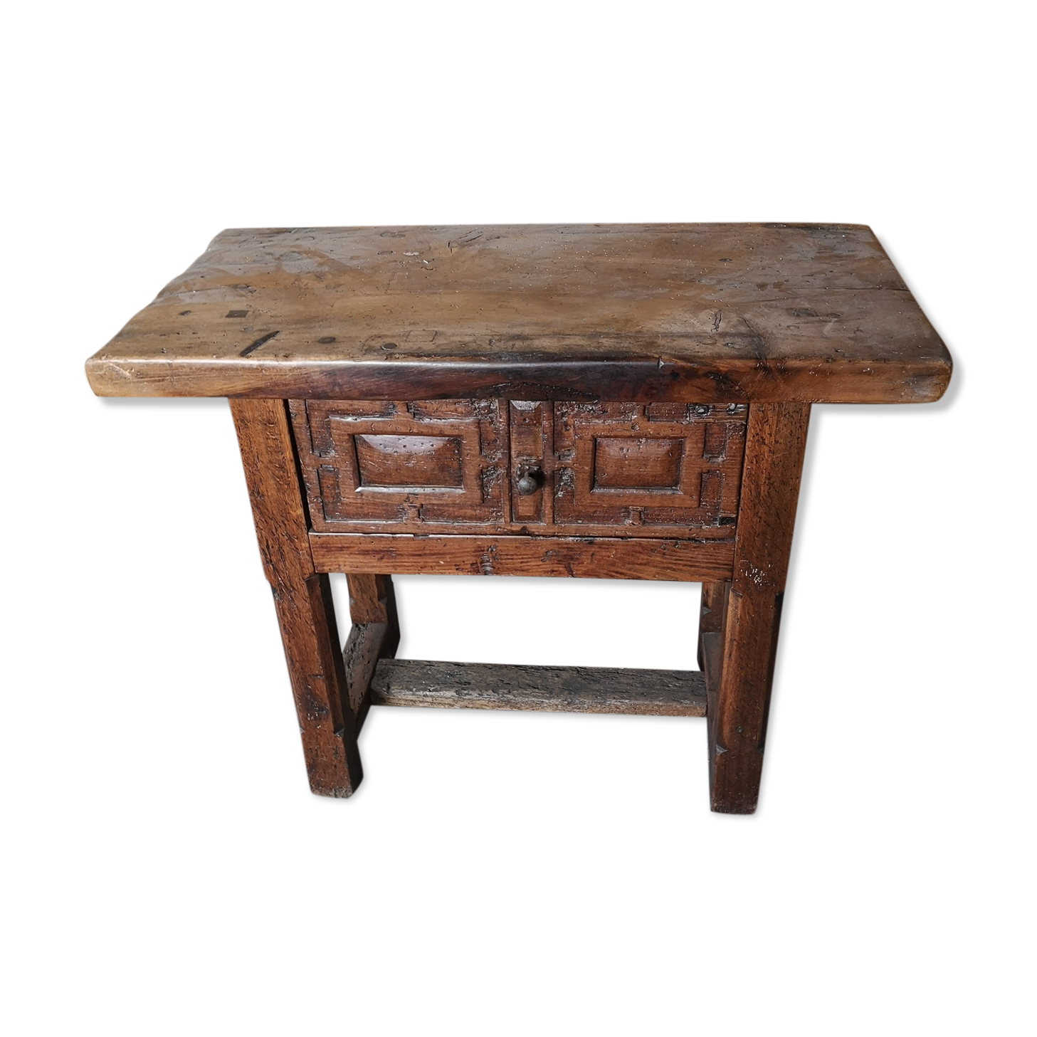 Wooden butcher billot with drawer