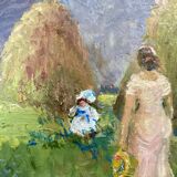 Oil painting on cardboard signed, dimensions: height - 42.5 cm, width - 48.5 cm.