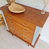 Retro chest of drawers with spindle legs
