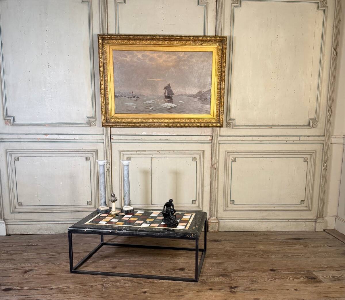 Oil on canvas, "view of an icy sea", monogram and date at the bottom right, P.E 86 for 1886.