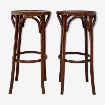 Pair of curved wooden stools