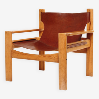 Fauteuil en cuir bois de pin suédois