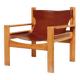 1960s armchair tan saddle leather pine wood swedish