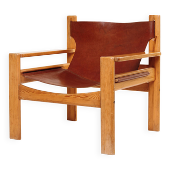 Fauteuil en cuir bois de pin suédois