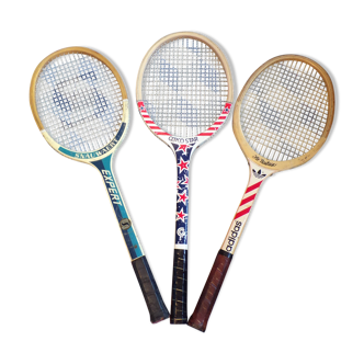 3 raquettes de tennis vintage en bois