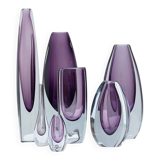 Group of 7 glass "Sommerso" vases by Strömbergshyttan, Sweden