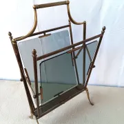 Neo-classical brass magazine rack in the spirit of Maison Jansen.