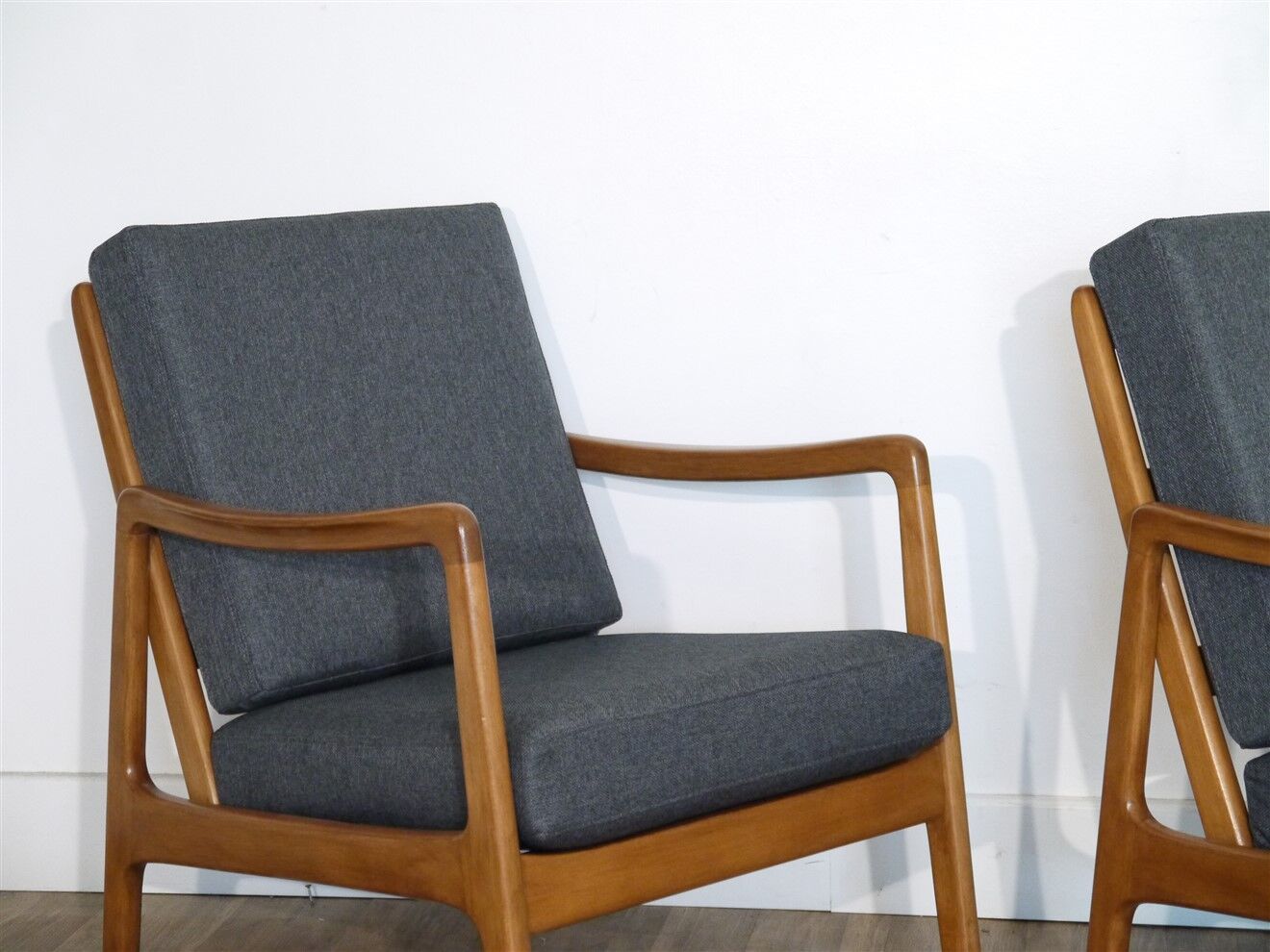 Pair of Danish armchairs in hetre by Ole Wanscher model FD109