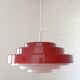 Vintage Scandinavian Design Hanging Lamp / Red Plastic Pendant Light 1970's