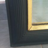 Trumeau louis XVI style mirror in black and gold stucco