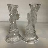Trio of frosted molded glass angel candle holders