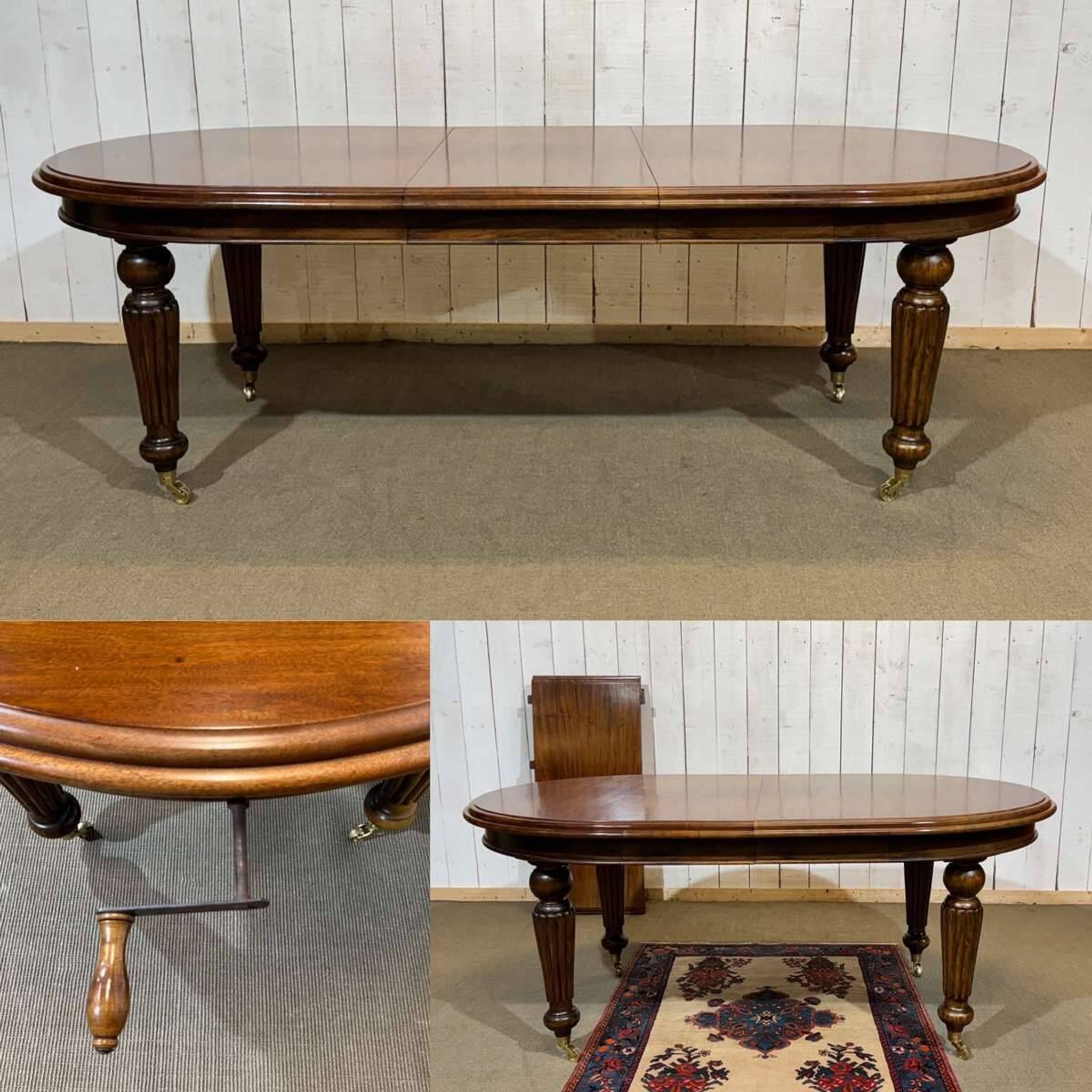 Table ovale style Victorienne en acajou avec 1 allonge