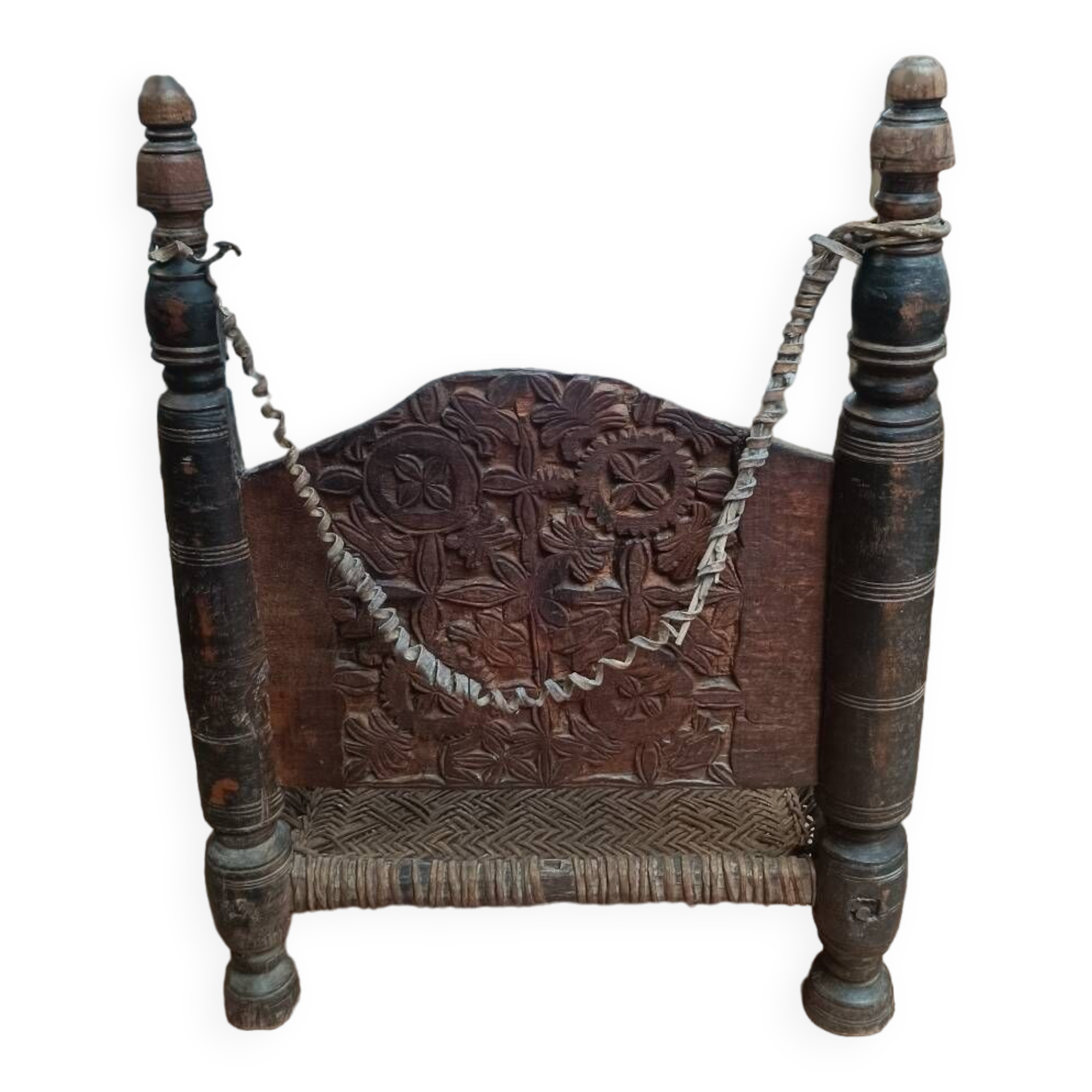 Traditional 19th-century tribal chair from the Swat Valley, North Pakistan