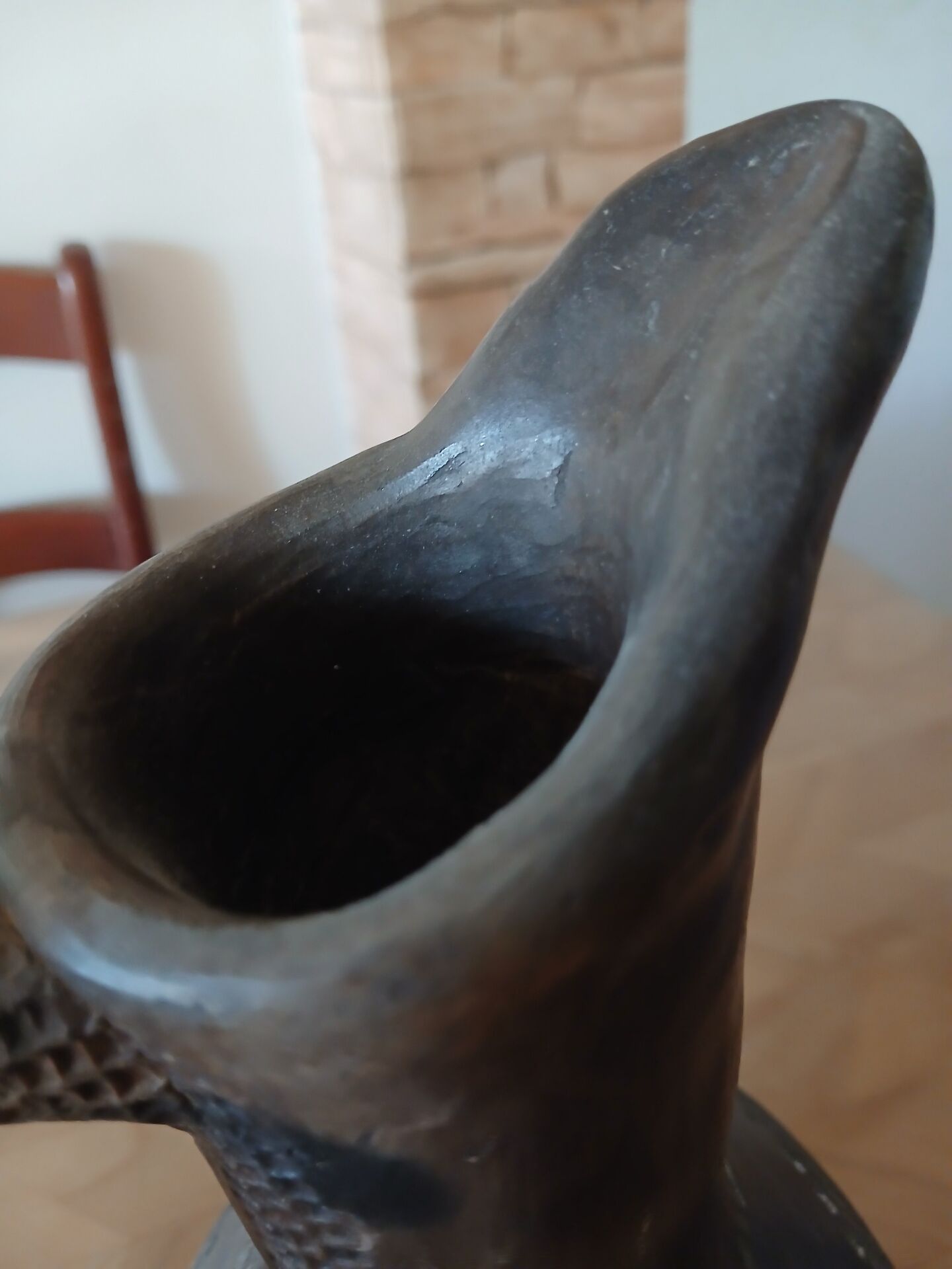 Vase / Old smoked terracotta jug — Handmade ceramics