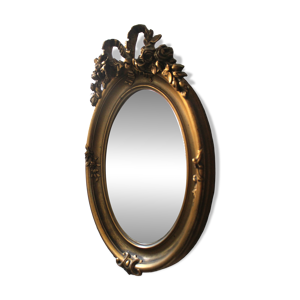 Miroir Ovale doré Décors - roses