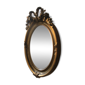 Golden Oval Mirror with Bow and Roses Decor